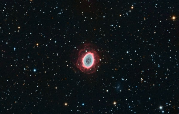 M57 -- The Ring Nebula in HaRGB
M57 -- The Ring Nebula in HaRGB, July 4 & 5, 2013.  Data captured with MaximDL and CCD Commander.  Data reduction and image processing in PixInsight.  Final touch up in Photoshop.
