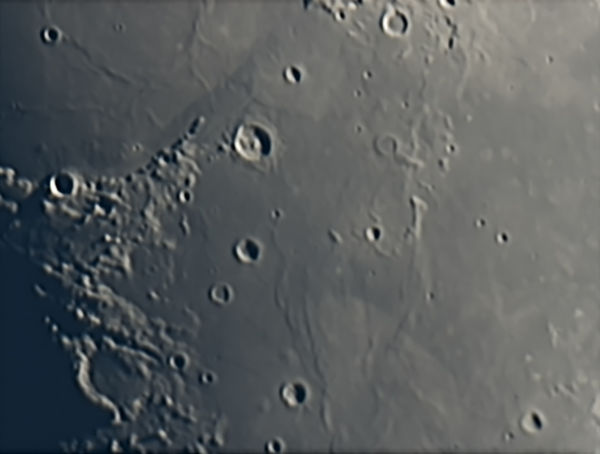 Moon Detail
Moon, taken at first quarter, guided manually.  Processed in Registax and PixInsight.
